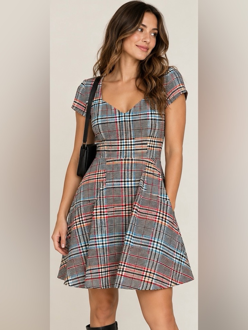 Moulinette Soeurs Anthropologie Plaid Fit & Flare Dress Sz 4